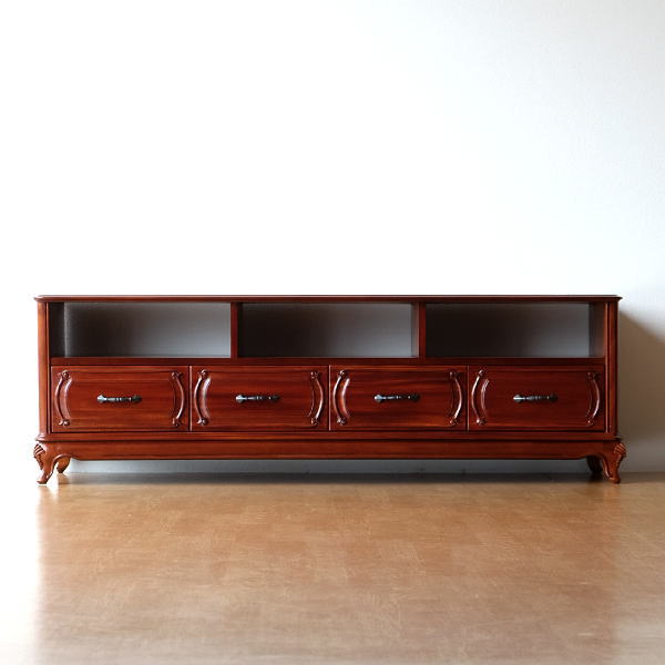 テレビ台 マホガニー 無垢材 アンティーク調 クラシック ヨーロピアン マホガニーローボード猫脚150 【送料無料】 [wat4394]