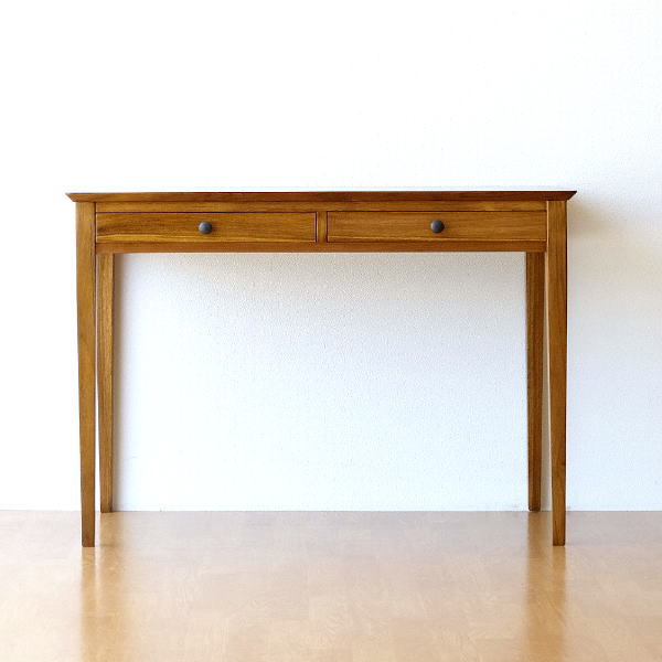 デスク 机 チーク 無垢材 天然木 シンプル 幅100 奥行50 チークスタイリッシュデスク 【送料無料】 [wat4885]