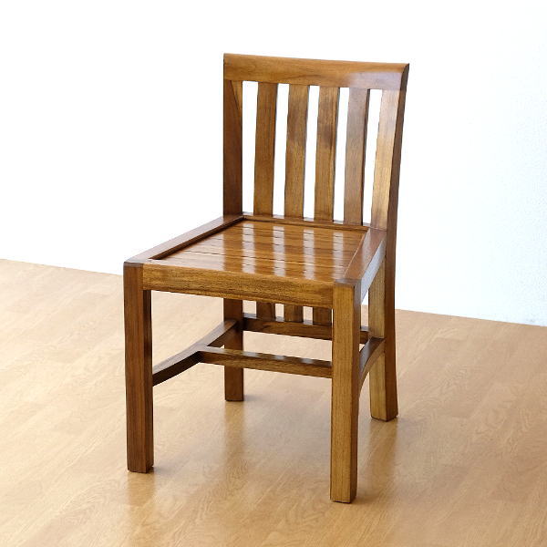 ダイニングチェア チーク 無垢材 背もたれ低い 天然木 木製 チークチェアー ミドル 【送料無料】 [wat4953]