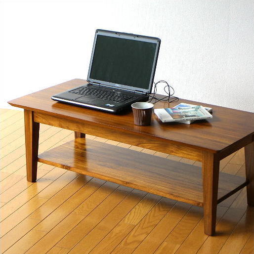 センターテーブル チーク 無垢材 天然木 幅110 奥行50 チークリビングテーブル110 【送料無料】 [wat6525]