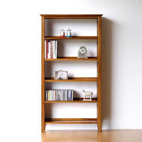 本棚 スリム 薄型 おしゃれ チーク 無垢材 幅75 奥行20 チーク本棚スリム 【送料無料】 [wat7795]