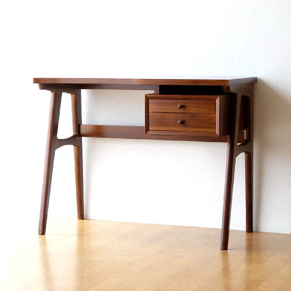 チーク デスク 机 無垢材 天然木 木製 シンプル コンパクト おしゃれ 書斎机 勉強机 スリム 引き出し チークデスク90 片引き出し付き 【送料無料】 [wat8478][5月中頃入荷後出荷]