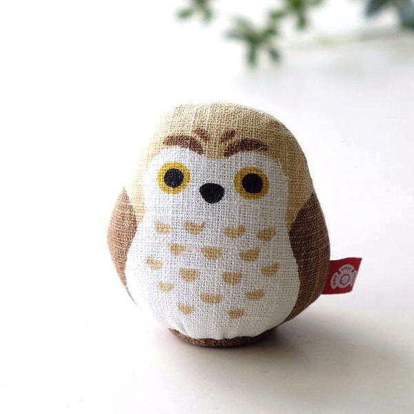 フクロウ ふくろう 置物 オブジェ おしゃれ 手のひらサイズ 卓上 飾り かわいい 和風 麻 贈り物 インテリア 麻人形 福来ろう S [wlj3803]