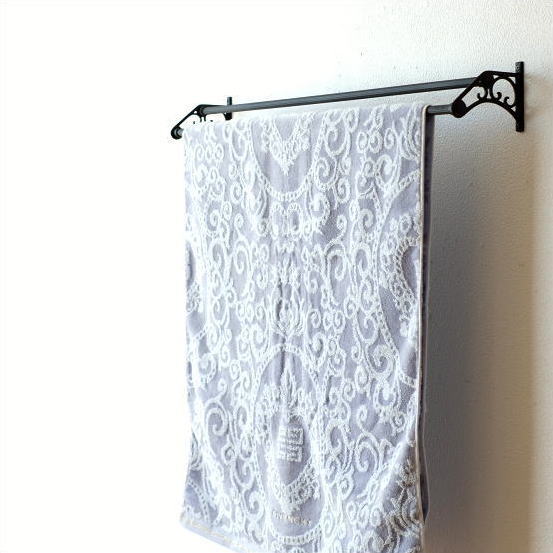 タオルハンガー 2段 2連 アンティーク おしゃれ 真鍮 タオル掛け バスタオルハンガー ブラスタオルバー ダブル 【送料無料】 [ydj8832]