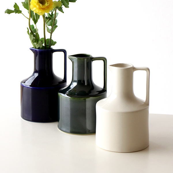 花瓶 フラワーベース 花器 おしゃれ シンプル かわいい ピッチャー型 モダン 北欧風 半磁器 萬古焼 日本製 花入れ Nordicsベース S 3カラー [yyt8400]