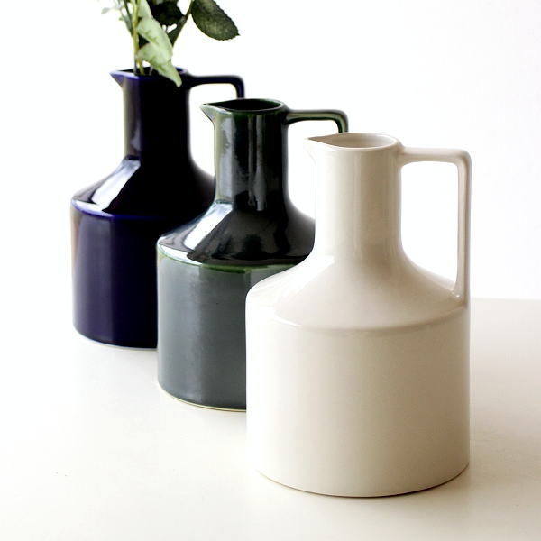 花瓶 フラワーベース 花器 おしゃれ シンプル かわいい ピッチャー型 モダン 北欧風 半磁器 萬古焼 日本製 花入れ Nordicsベース L 3カラー [yyt9113]