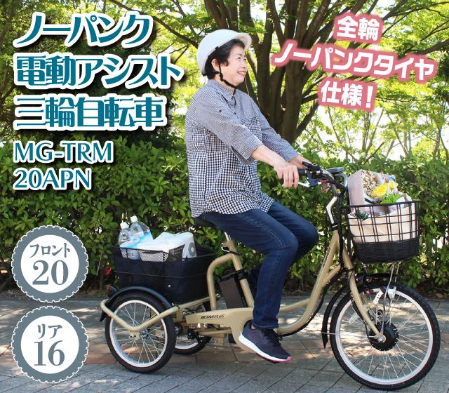ノーパンク電動アシスト三輪自転車