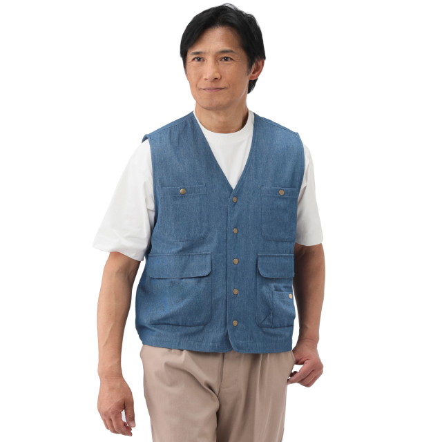 ＜ピエルッチ＞5ポケットデニムベスト 2色組
