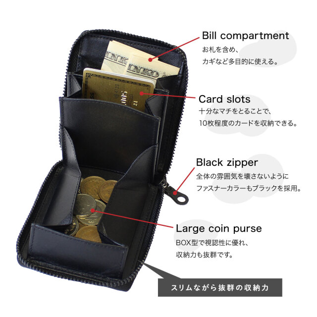 FRUHリアルカーボンシリーズ 小銭入れが大きいコンパクトウォレット