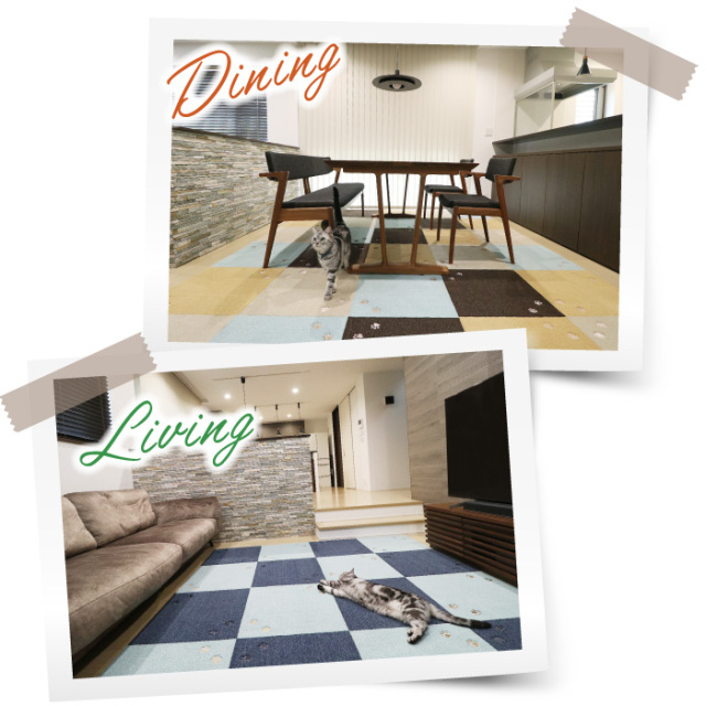 ラグタス タイルラグ てくてく肉球