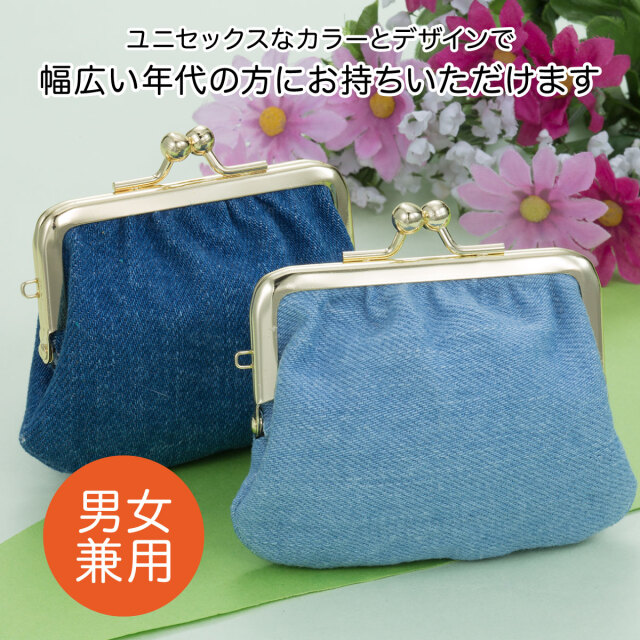 ぽっちゃり かわいい デニム がま口財布