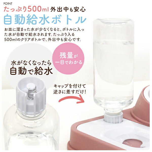 自動給水ボトル付き 2ボウルフードスタンド