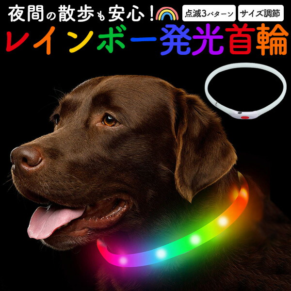 光るレインボー首輪