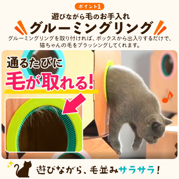 グルーミングリング付き 段ボールボックスハウス