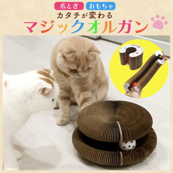 猫用 爪とぎ&おもちゃ マジックオルガン 丸型