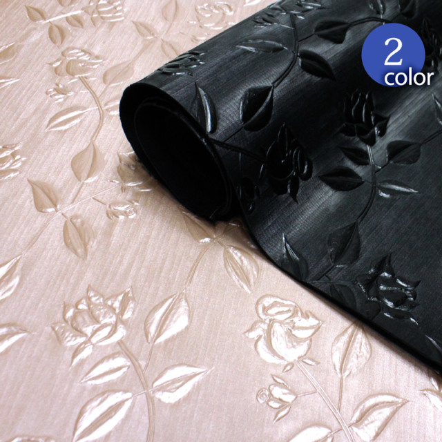 ラスト1色！※在庫限り※花柄型押し合皮生地ローズモリー(0022)【メール便不可】｜ハンドメイド,手作り,合皮,フェイクレザー,高級,バッグ,バラ,ブラック,黒,シャンパンベージュ,ピンクベージュ,フラワー