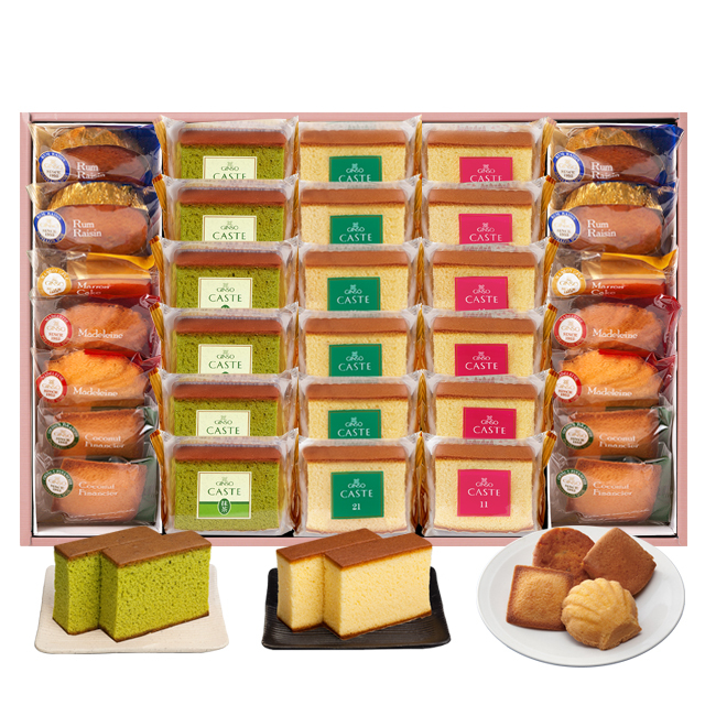 【送料無料対象商品】銀装 個装カステラ・焼菓子詰合せ（個包装32個入り）　DwOABM588