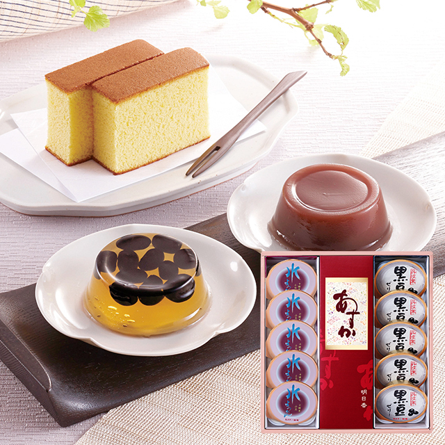【送料無料対象商品】【夏ギフト・お中元】銀装 カステラ《あすか》・和風デザート詰合せ　GNQZ48