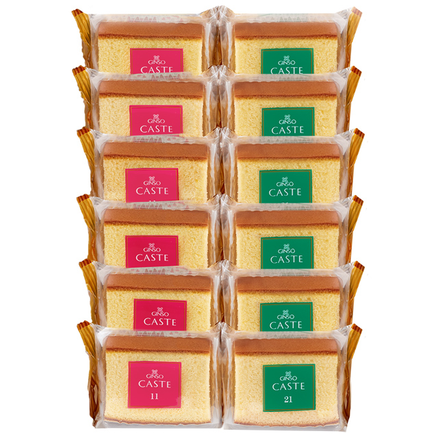 【eギフト対応】銀装 個装カステラ《青箱》《赤箱》（12個入り）　　OAB228