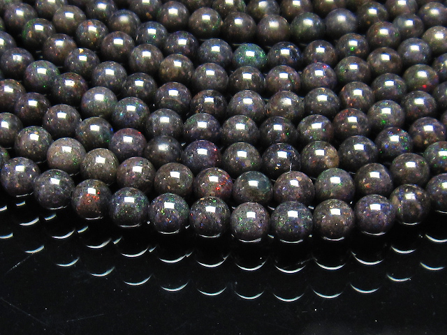 ブラックオパール 一連 ビーズ8mm[H54-19]