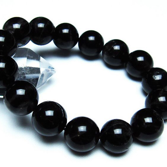 ◇鑑別済み 純天然 モリオン （黒水晶） 約14mm玉 パワーストーン ブレス ◇鑑別済み 純天然 モリオン （黒水晶） 約14mm玉◇ | ANNA - 天然石