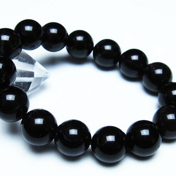 パワーストーン 天然石 モリオン 純天然 黒水晶 ブレスレット 14mm