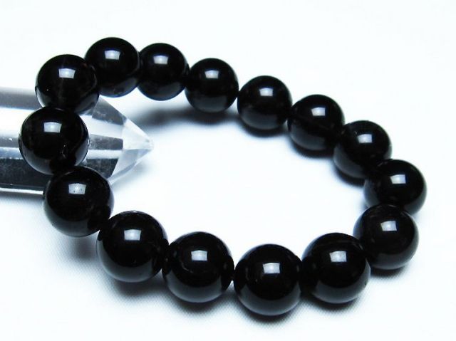 パワーストーン 天然石 モリオン 純天然 黒水晶 ブレスレット 14mm
