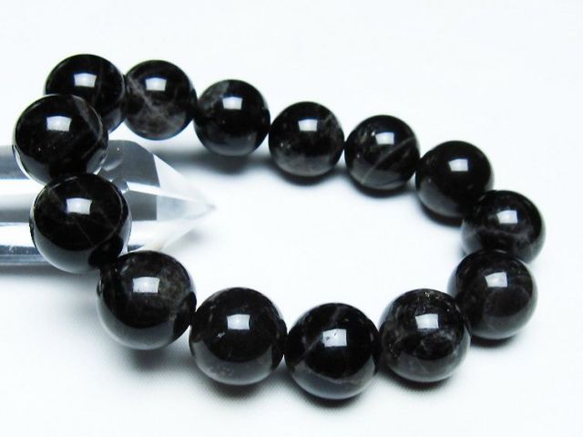 パワーストーン 天然石 モリオン 純天然 黒水晶 ブレスレット 16mm