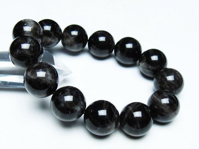 パワーストーン 天然石 モリオン 純天然 黒水晶 ブレスレット 18mm