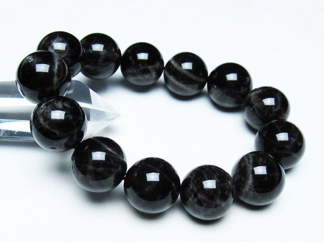 モリオン 純天然 黒水晶 ブレスレット 18mm [T112-7374]