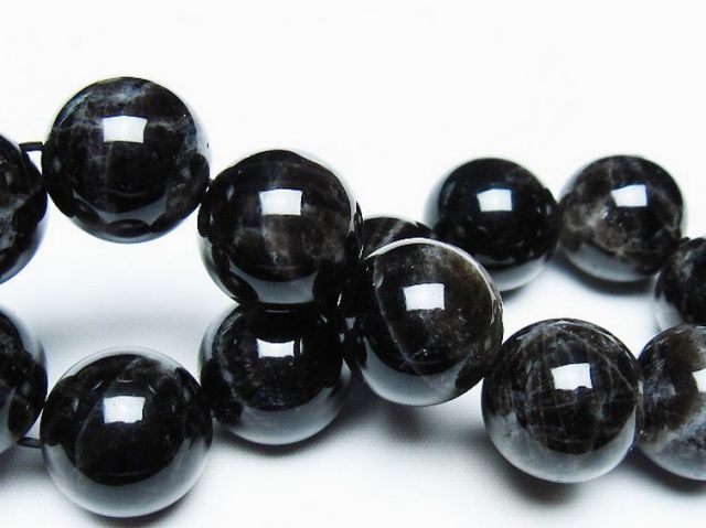 モリオン 純天然 黒水晶 ブレスレット 18mm [T112-7374]