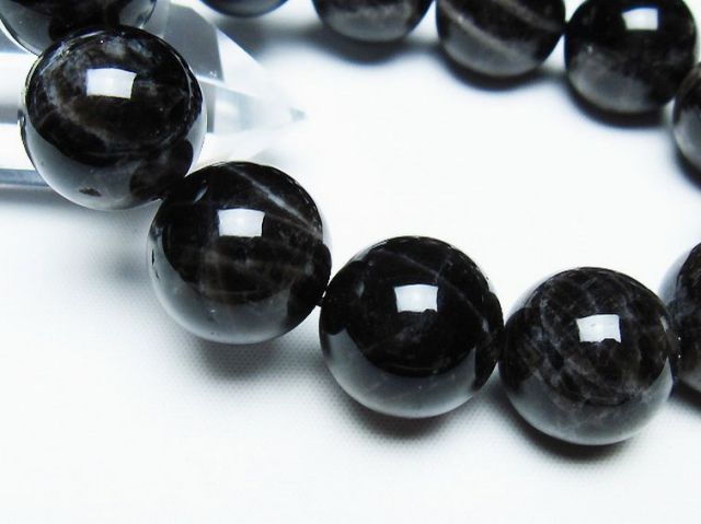 モリオン 純天然 黒水晶 ブレスレット 18mm [T112-7374]