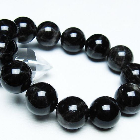 パワーストーン 天然石 モリオン 純天然 黒水晶 ブレスレット 19mm
