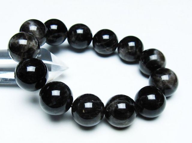 モリオン 純天然 黒水晶 ブレスレット 18mm [T112-7381]
