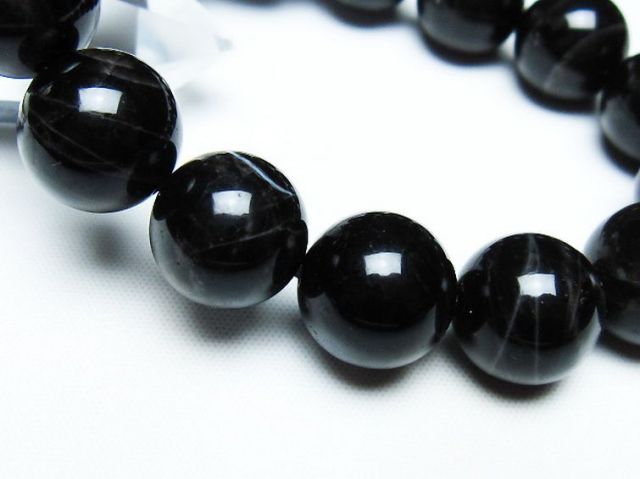 モリオン 純天然 黒水晶 ブレスレット 14mm [T112-7406]