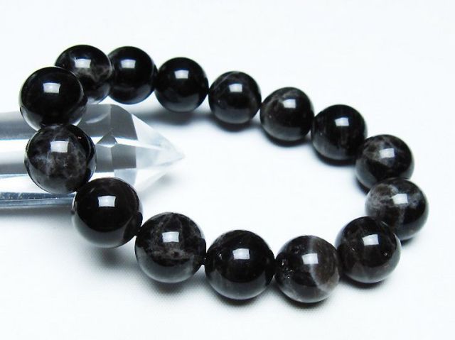 モリオン 純天然 黒水晶 ブレスレット 14mm [T112-7408]