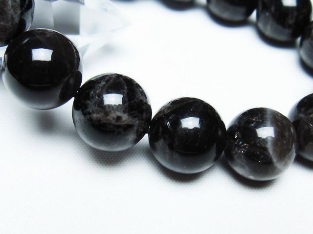 モリオン 純天然 黒水晶 ブレスレット 14mm [T112-7408]