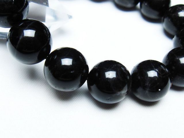 モリオン 純天然 黒水晶 ブレスレット 14mm [T112-7434]