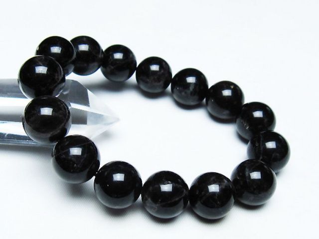 モリオン 純天然 黒水晶 ブレスレット 14mm [T112-7438]