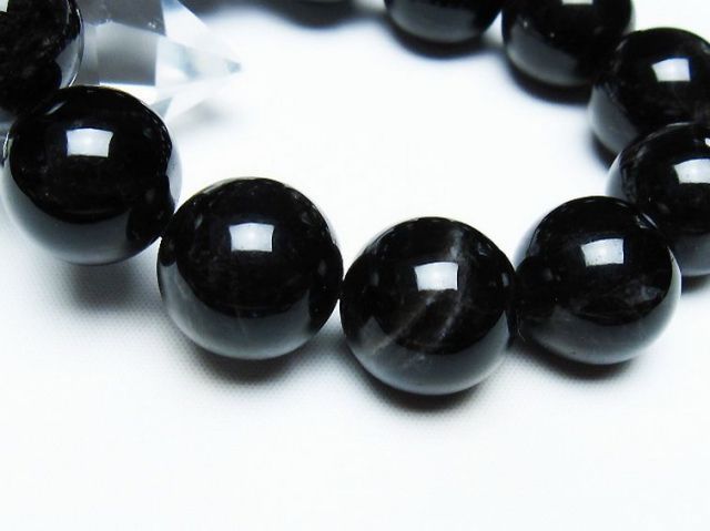 希少！大玉!!　モリオン　水晶混　ブレスレット 受注製作】アイスクリスタル&モリオン18mm✧陰陽ブレスレット