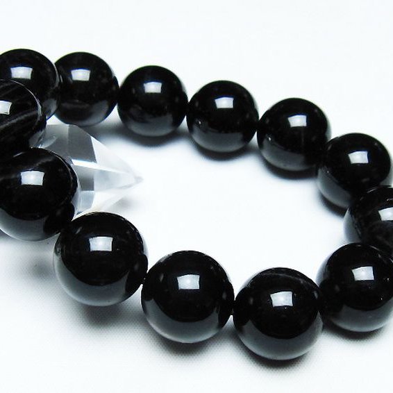 パワーストーン 天然石 モリオン 純天然 黒水晶 ブレスレット 18mm