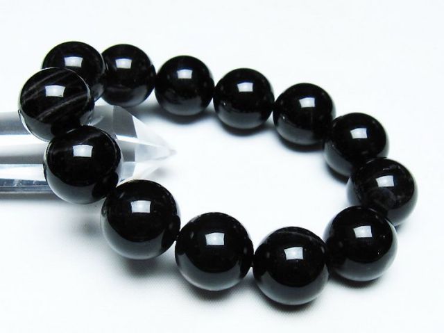 パワーストーン 天然石 モリオン 純天然 黒水晶 ブレスレット 18mm