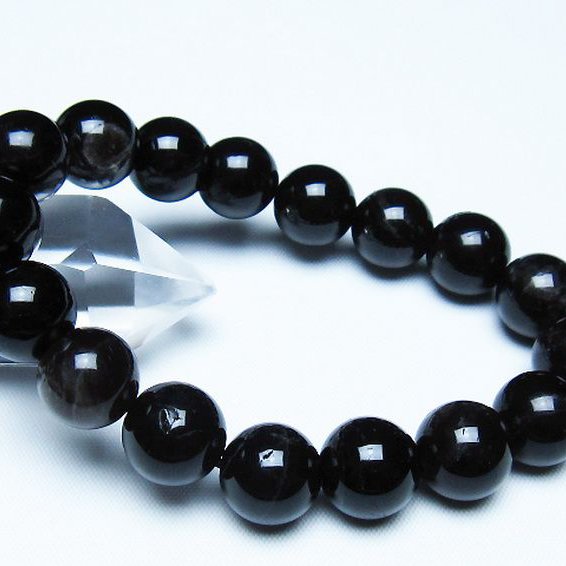 モリオン 純天然 黒水晶 ブレスレット 12mm [T112-7654]