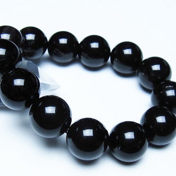 モリオン 純天然 黒水晶 ブレスレット 18mm [T112-7679]