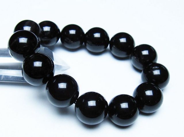 モリオン 純天然 黒水晶 ブレスレット 18mm [T112-7679]
