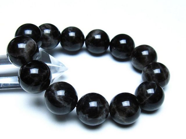 モリオン 純天然 黒水晶 ブレスレット 18mm [t112-8119]