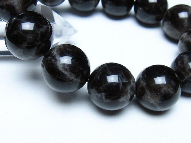 モリオン 純天然 黒水晶 ブレスレット 18mm [t112-8119]