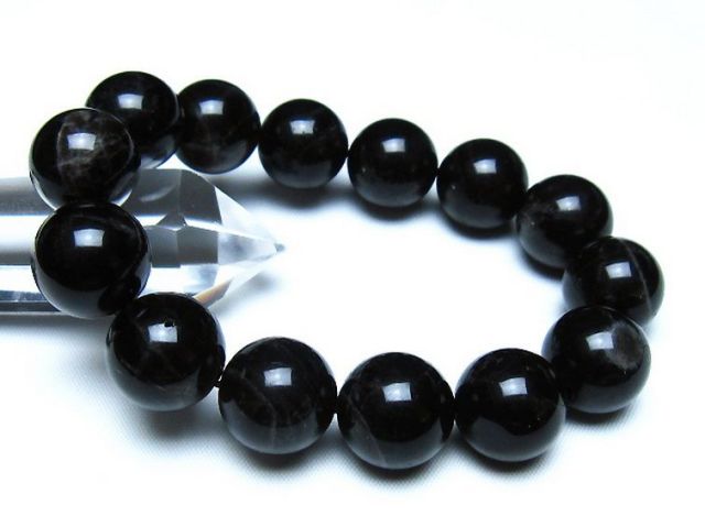 モリオン 純天然 黒水晶 ブレスレット 16mm [t112-8176]