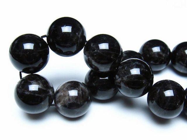 モリオン 純天然 黒水晶 ブレスレット 18mm [t112-8183]