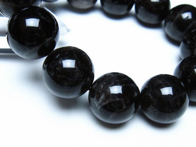 モリオン 純天然 黒水晶 ブレスレット 18mm [t112-8183]